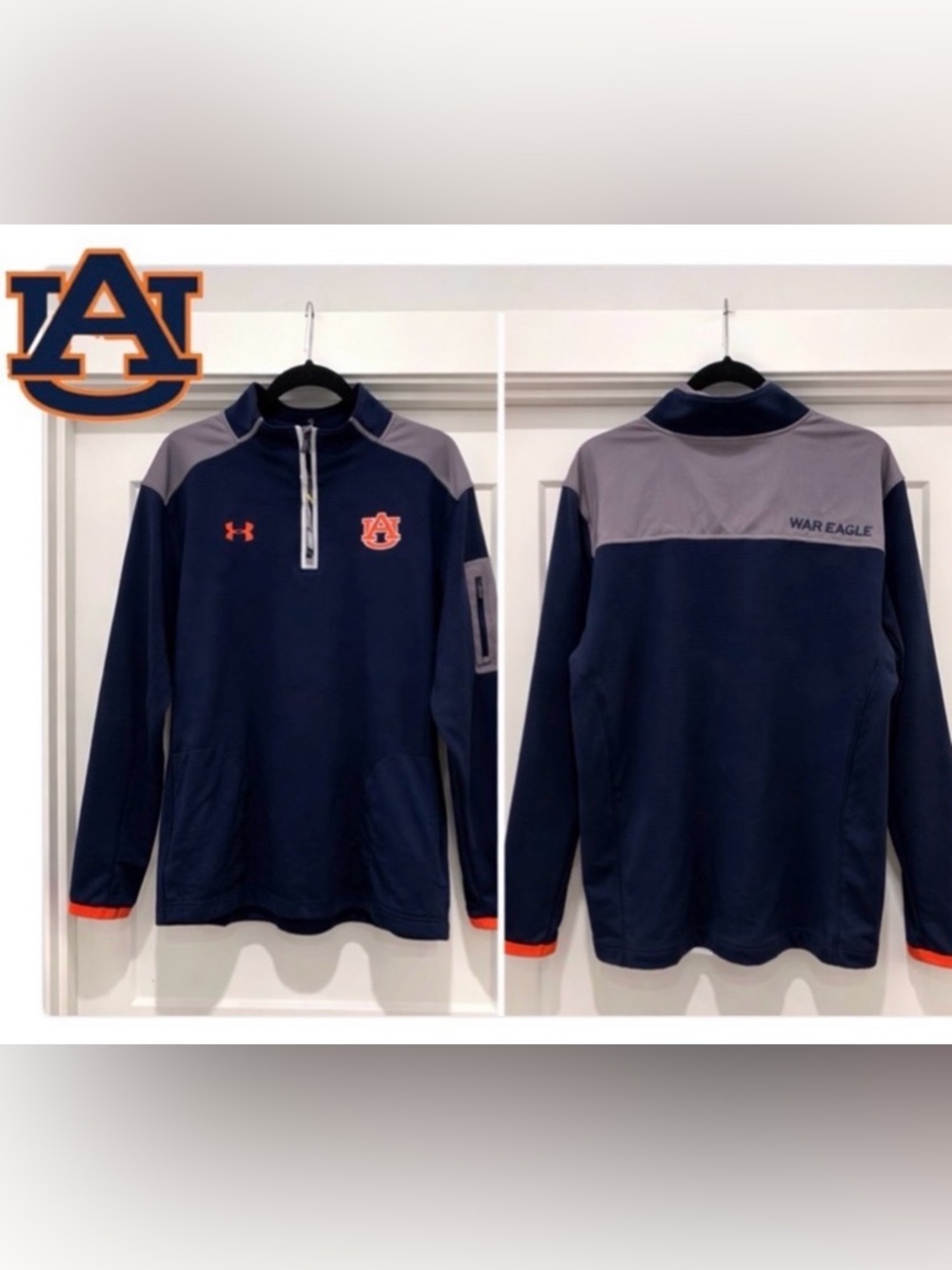 NWT [Under Armour] Auburn Tigers NCAA 1/4 Zip Pullover Sweatshirt Navy Men’s XXL - Picture 2 of 12